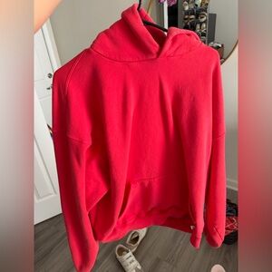 Bold Coral-Red Pullover Hoodie AKIMBO